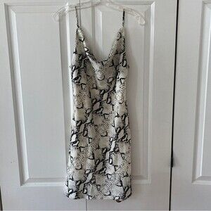 Reptile Printed Cowl Neck Slip Dress S